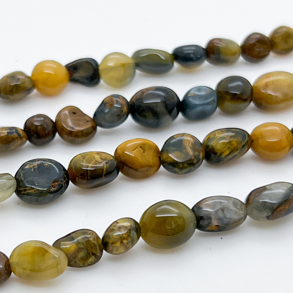 Тигрово-соколиный глаз бусины, галтовка 5-7 мм, цена за нить 38 см