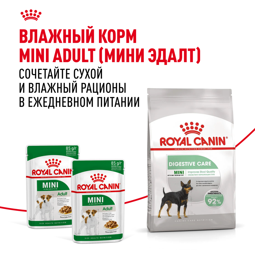 Royal Canin Mini Digestive Care Мини Дайджестив кэа Корм сухой для взрослых собак мелких пород с чувствительным пищеварением 1кг