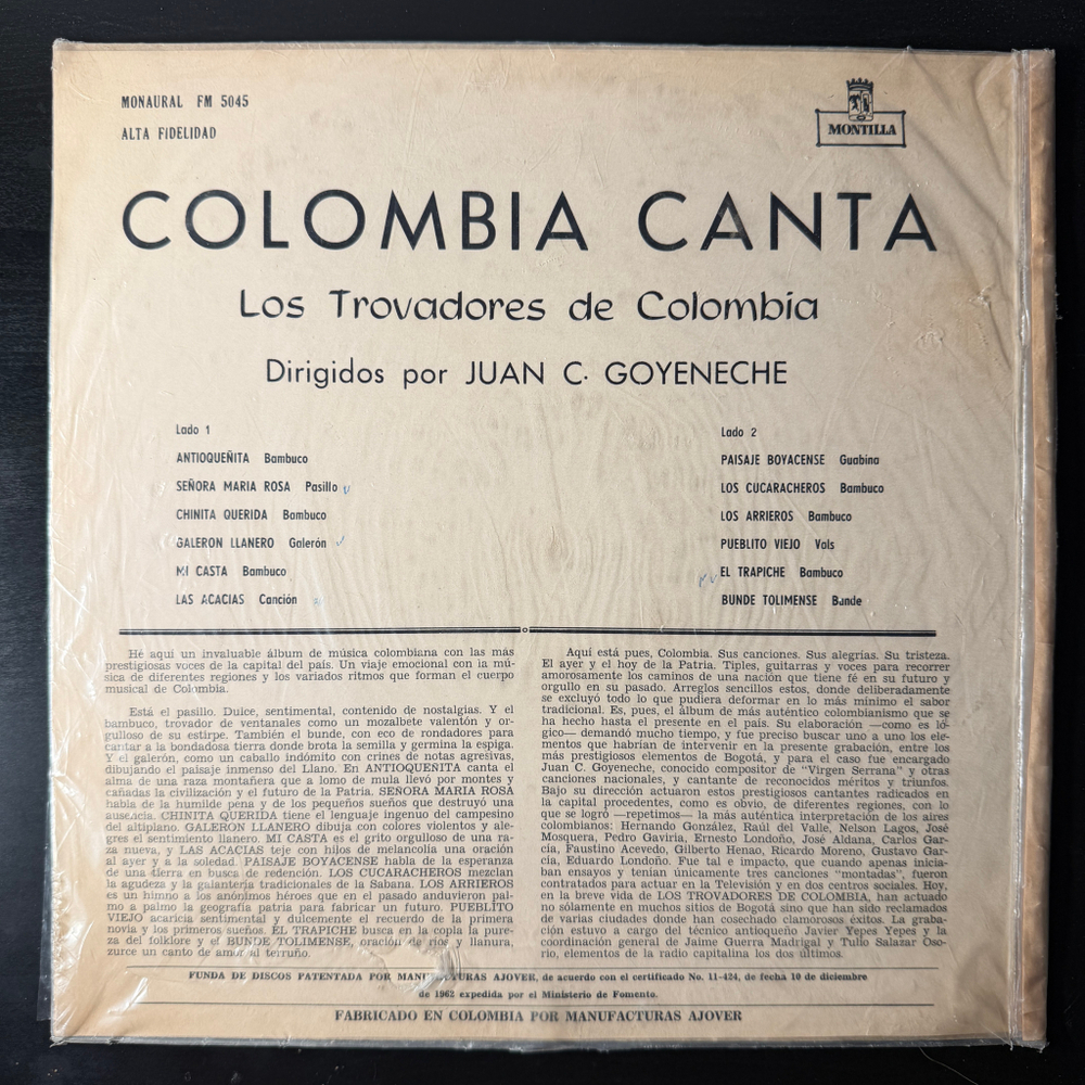 Los Trovadores De Colombia ‎– Colombia Canta Vol. 1 (Колумбия)