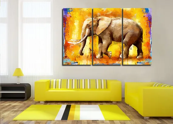 Модульная картина "Живописный слон"