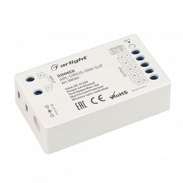Диммер одноканальный 032361 белый ARL-SIRIUS-DIM-SUF (12-24V, 4x4A, 2.4G) Arlight