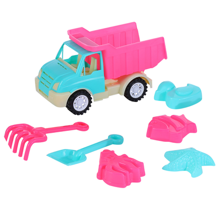 Грузовик детский с кузовом лопатка и грабли средний