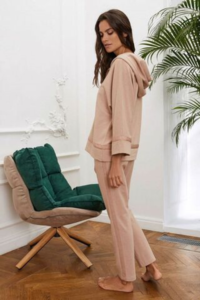 Домашние брюки из меланжевой поливискозной ткани (Размер: S) (Цвет: бежевый)