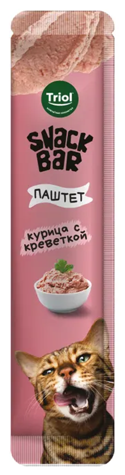Triol, Лакомства для кошек, Паштет из курицы с креветками, 40 гр.