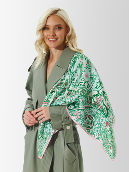 Платок «Арабески» кипарисовый 100% шёлк