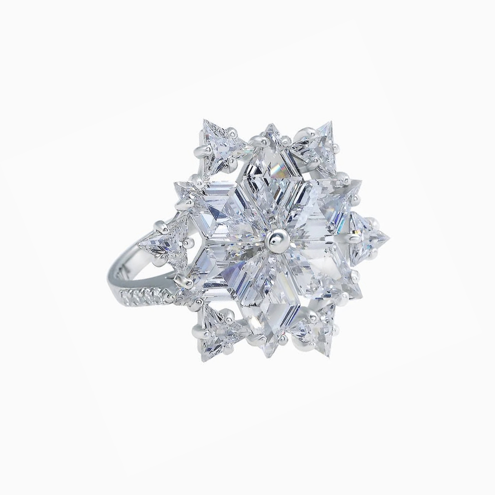 кольцо "зевзда" из цирконов