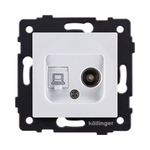Розетка двойная TV (мама) + RJ45 Cat.6, белый Kollinger REA-021WH для Aspekt, Eleganz, Reflex