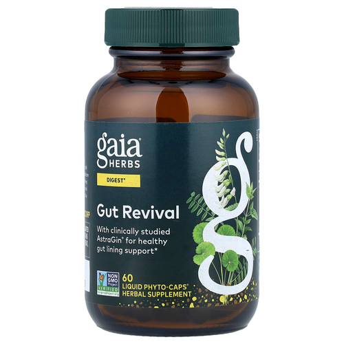 Gaia Herbs, Gut Revival, восстановление кишечника, 60 капсул с фитокапсулами