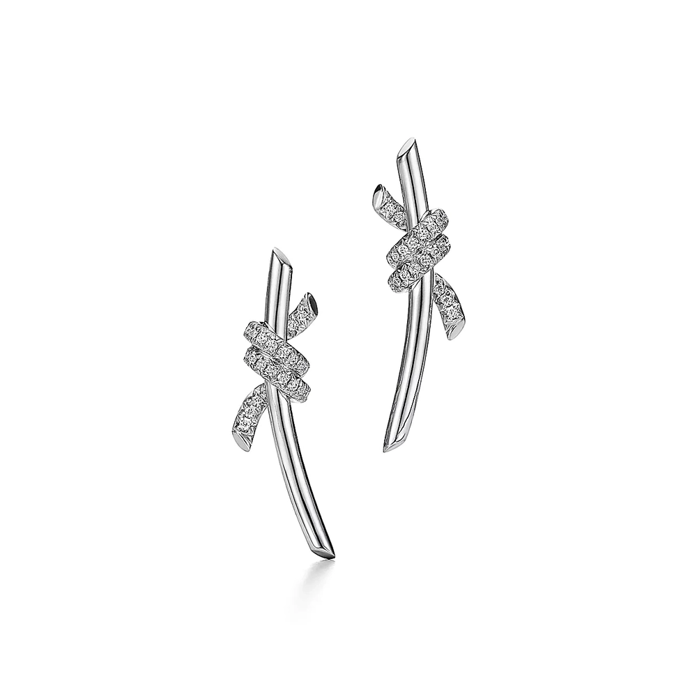 Серьги из белого золота c бриллиантами 18k, Tiffany 💙 Knot