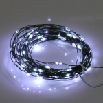 Гирлянда для улицы «Росинка» 10 м 100 ламп LED проволочн.пров. зелен., 8 реж.,IP-54, Белый (солнечная батарея)