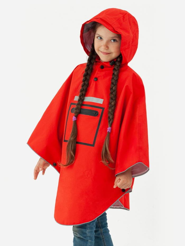 Дождевик-пончо детский красный Red Berry