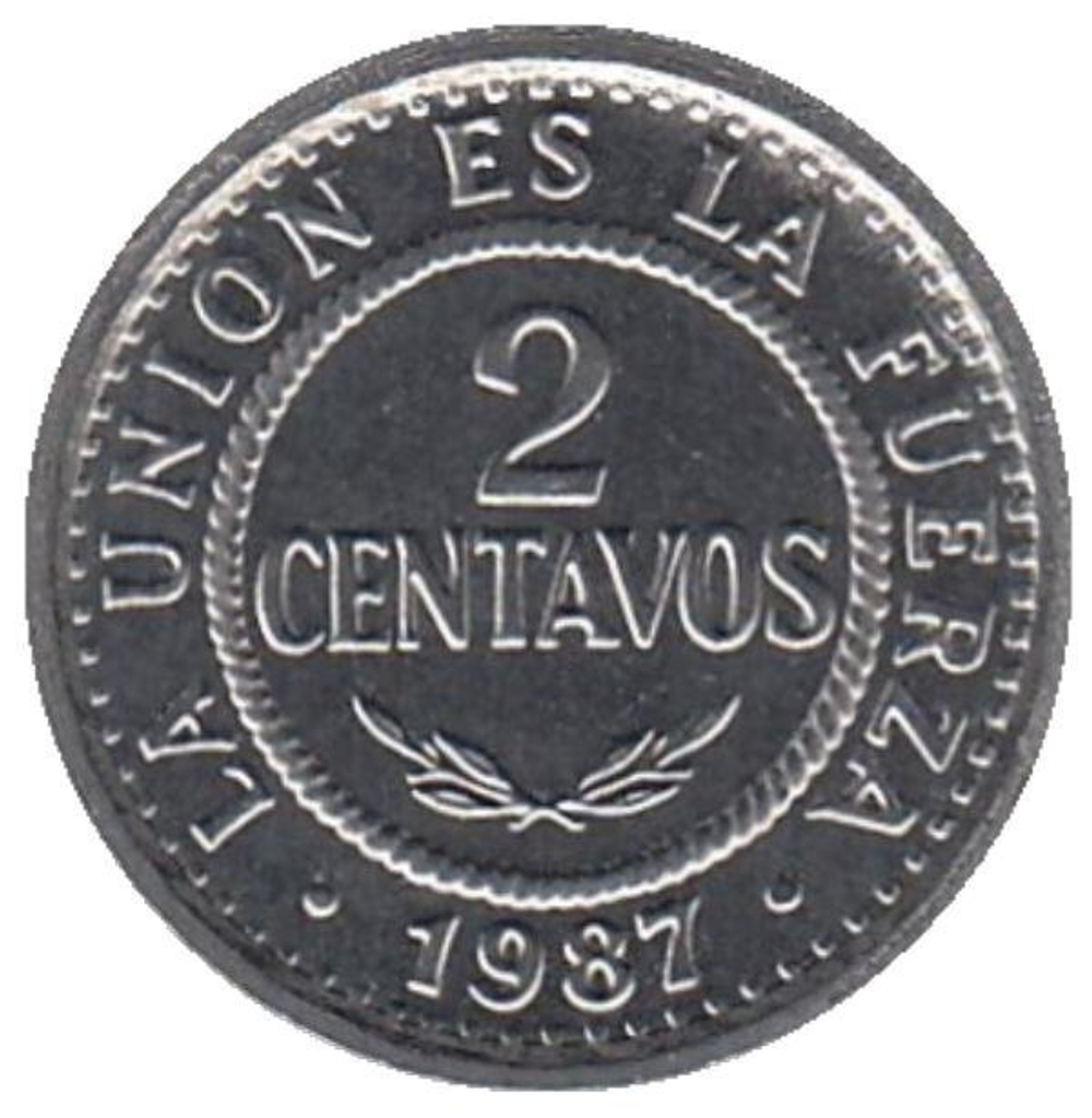 2 сентаво Боливия. 1987 год. UNC