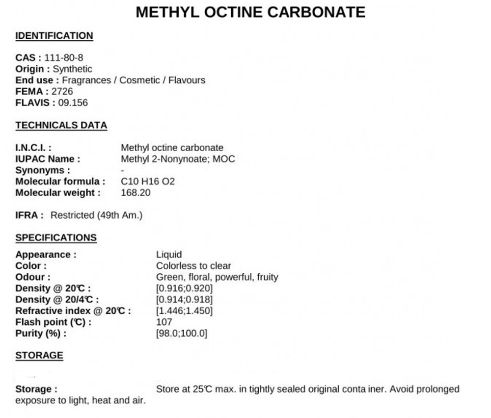 METHYL OCTINE CARBONATE / МЕТИЛ ОКТИН КАРБОНАТ CAS 111-80-8