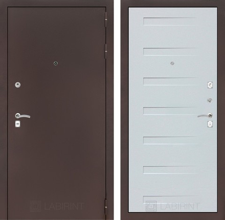 Входная металлическая дверь Лабиринт Classic (Классик) антик медь 14 - Дуб кантри белый горизонтальный