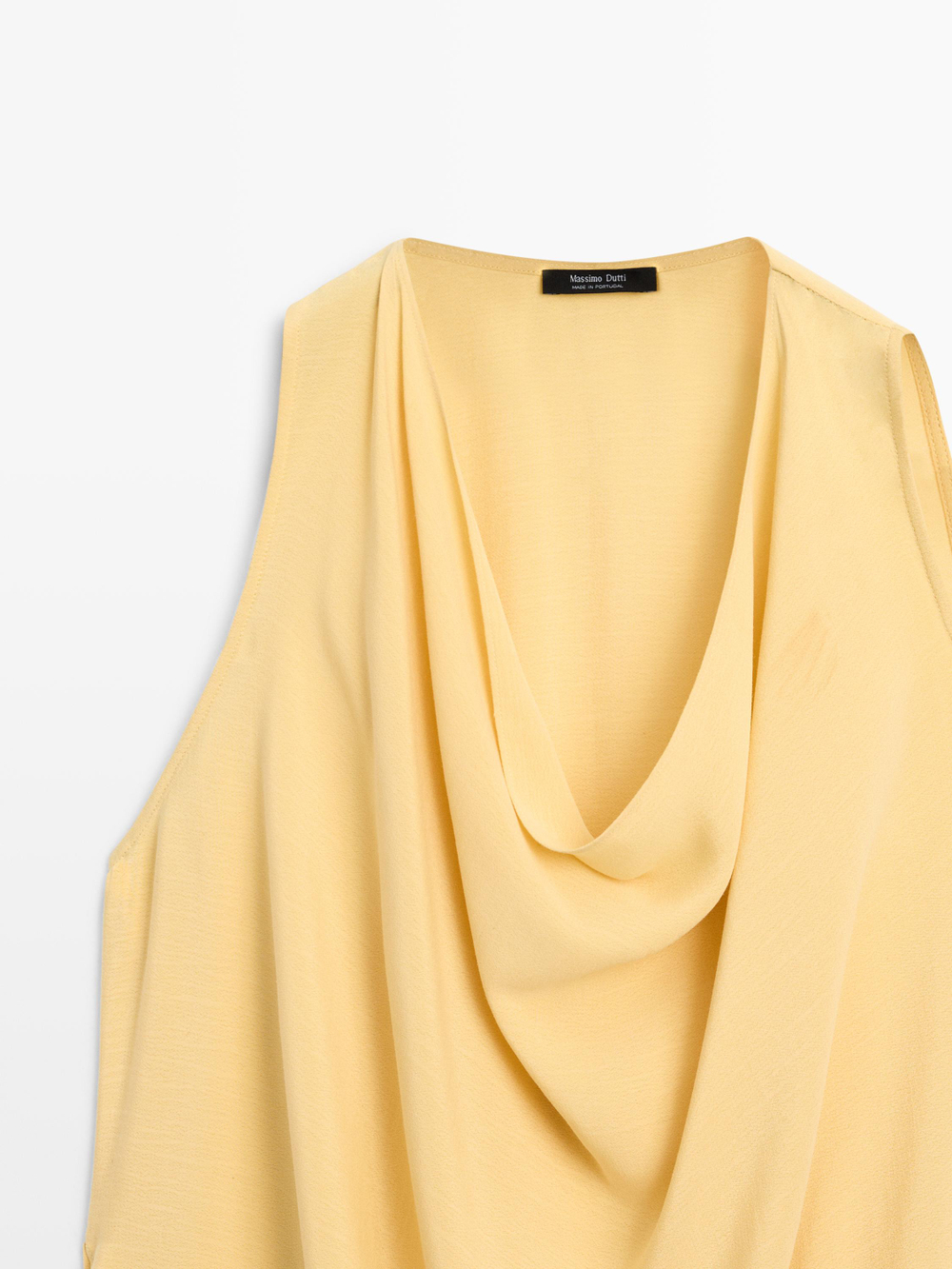 Massimo Dutti Удлиненный асимметричный топ свободного кроя, светло-желтый