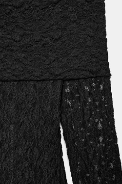 ZARA КРУЖЕВНОЕ ПЛАТЬЕ БЕЗ БРЕТЕЛЕЙ, ЧЕРНЫЙ