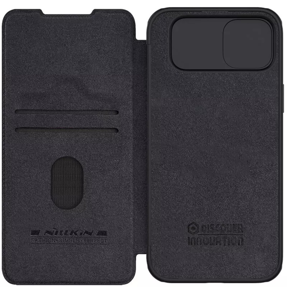 Кожаный чехол-книжка Nillkin Leather Qin Pro c защитой камеры для iPhone 15 Plus