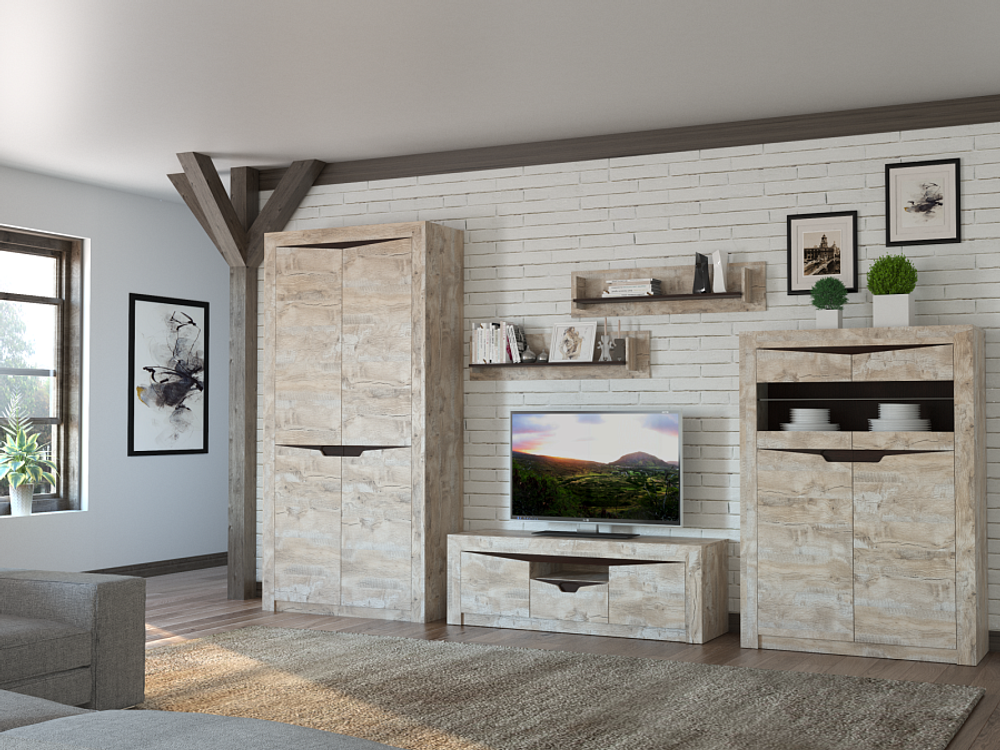 Хилтон Шкаф 2-х ств. комбинированный