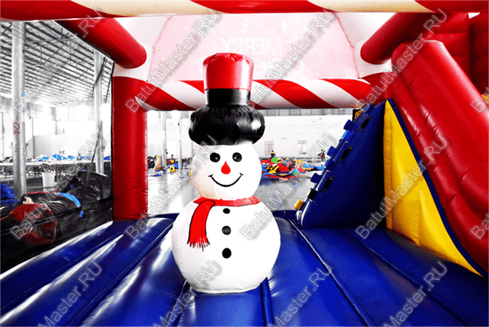 Коммерческий надувной батут "Рождественский" с крышей