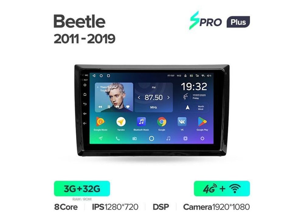 Магнитола Teyes SPRO Plus 3-32 Volkswagen Beetle A5 2011 — 2019 9.0&quot;