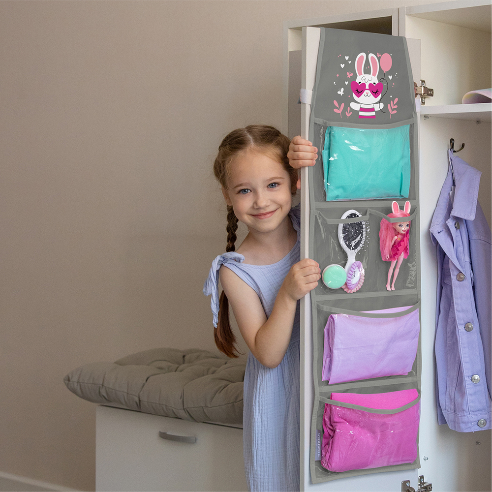 Кармашки для детского сада на липучке. Зайка