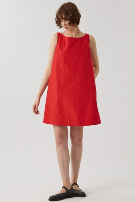 Платье-майка мини из красной шелковой тафты