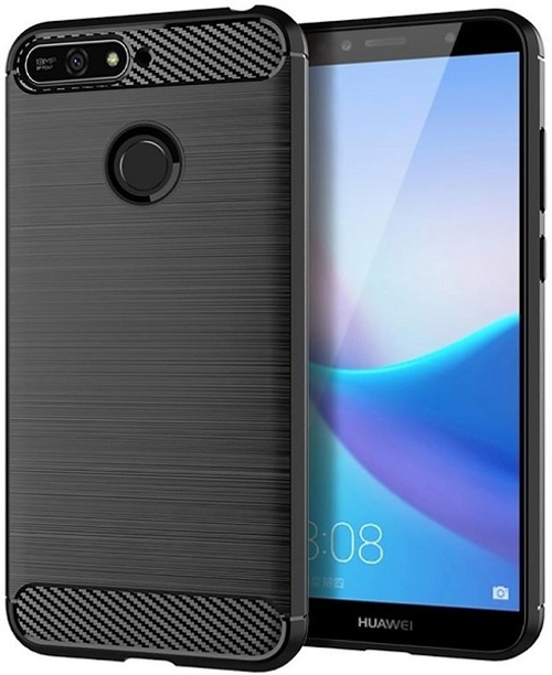 Чехол для Huawei Y6 Prime 2018 (Enjoy 8E, Honor Play 7A Pro) цвет Black (черный), серия Carbon от Caseport