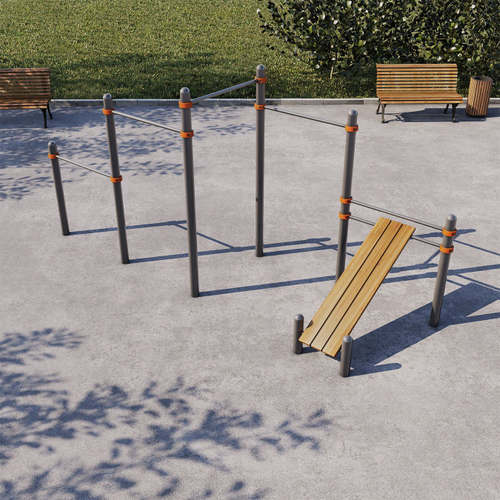 Скамья для пресса с четырьмя турниками СВС-24-М