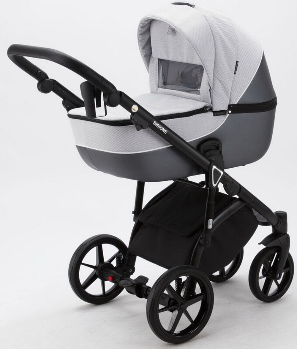 Детская коляска Adamex Bibione 2 в 1 BI-TSB13 (СВ.СЕР.ЖАКАРД+Т.СЕР.ПЕРЛ.КОЖА)