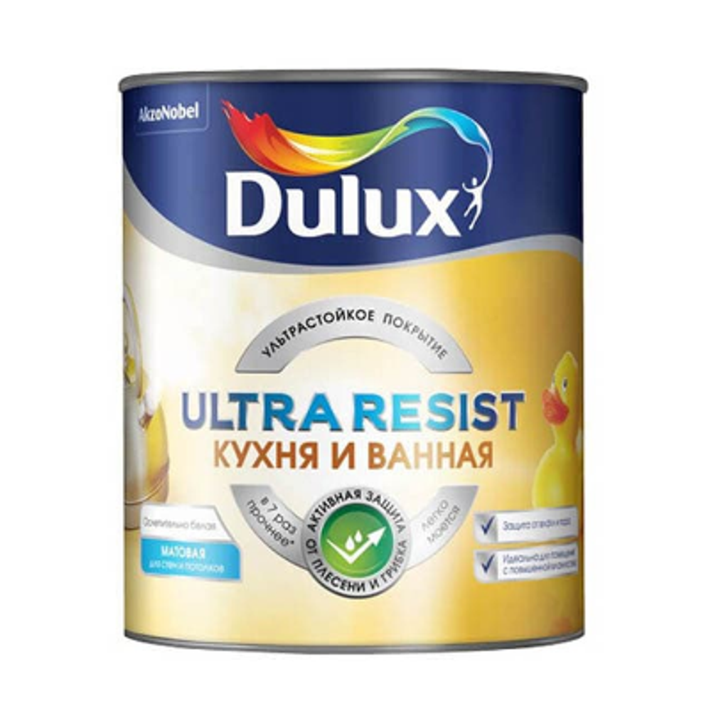 Краска в/д для кухни и ванны Ultra Resist матовая BW 1л DULUX