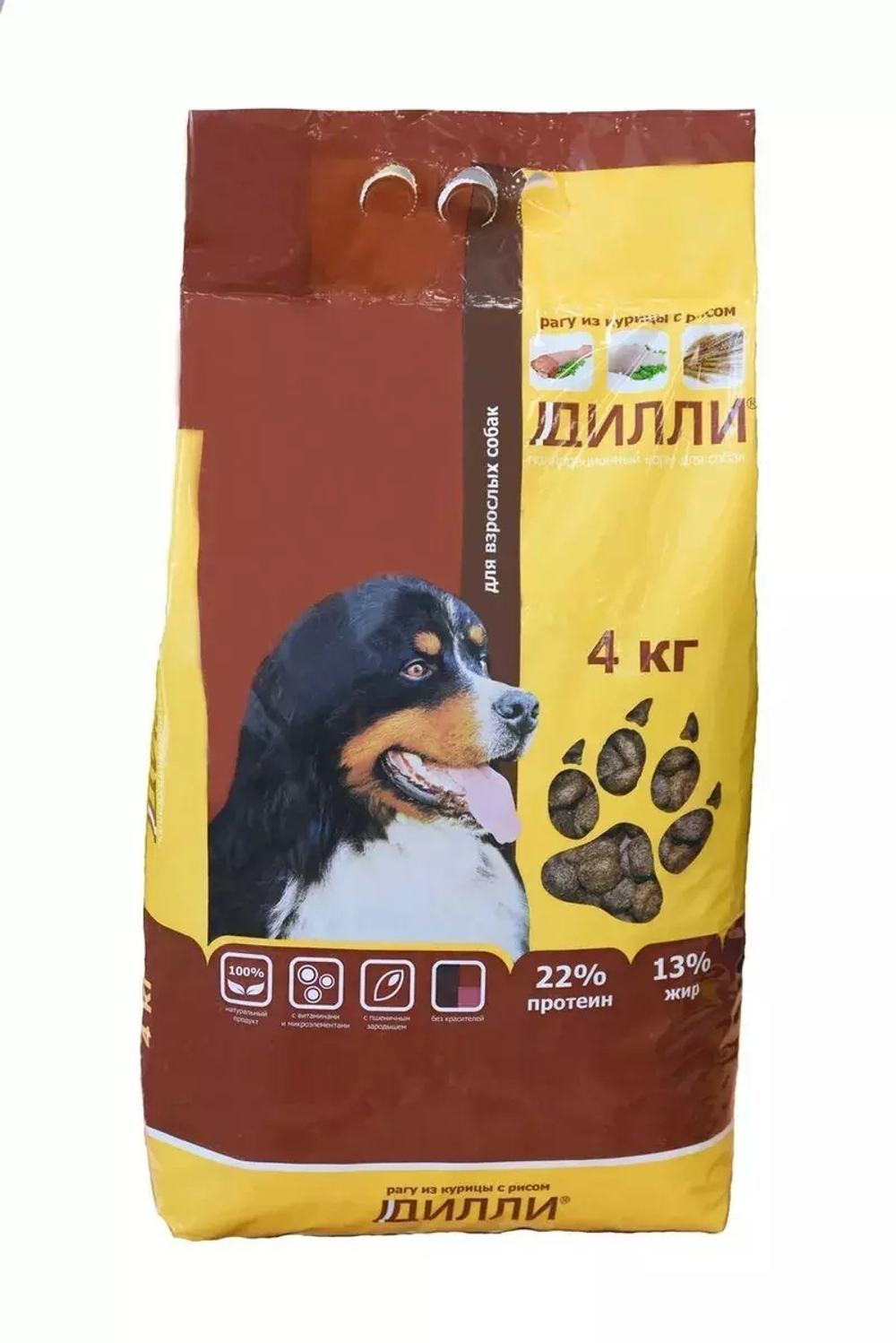 Сухой корм Дилли для взрослых собак всех пород, курица, 4 кг