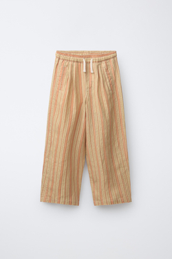 ZARA БРЮКИ RELAXED FIT В ПОЛОСКУ, ОРАНЖЕВЫЙ