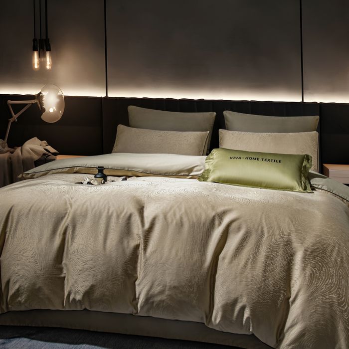 Комплект постельного белья на резинке Сатин-Жаккард Тессоро «Древесная нежность»