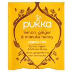 Pukka Herbs, органический травяной чай, лимон, имбирь и мед манука, без кофеина, 20 пакетиков, 40 г (1,41 унции)