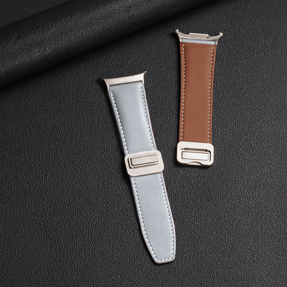 Ремешок из натуральной кожи серого цвета от Dux Ducis для смарт часов Samsung Watch Ultra 47MM, серия YA Series