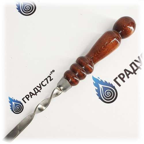 Шампур из нерж. стали 400х12х3 мм. с дер.ручкой