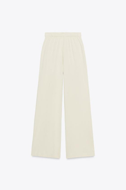 ZARA ПРЯМЫЕ ХЛОПКОВЫЕ БРЮКИ, ЭКРЮ