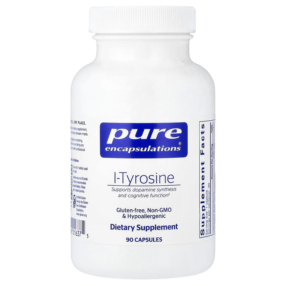 Pure Encapsulations, L-тирозин, 90 капсул (500 мг в 1 капсуле)