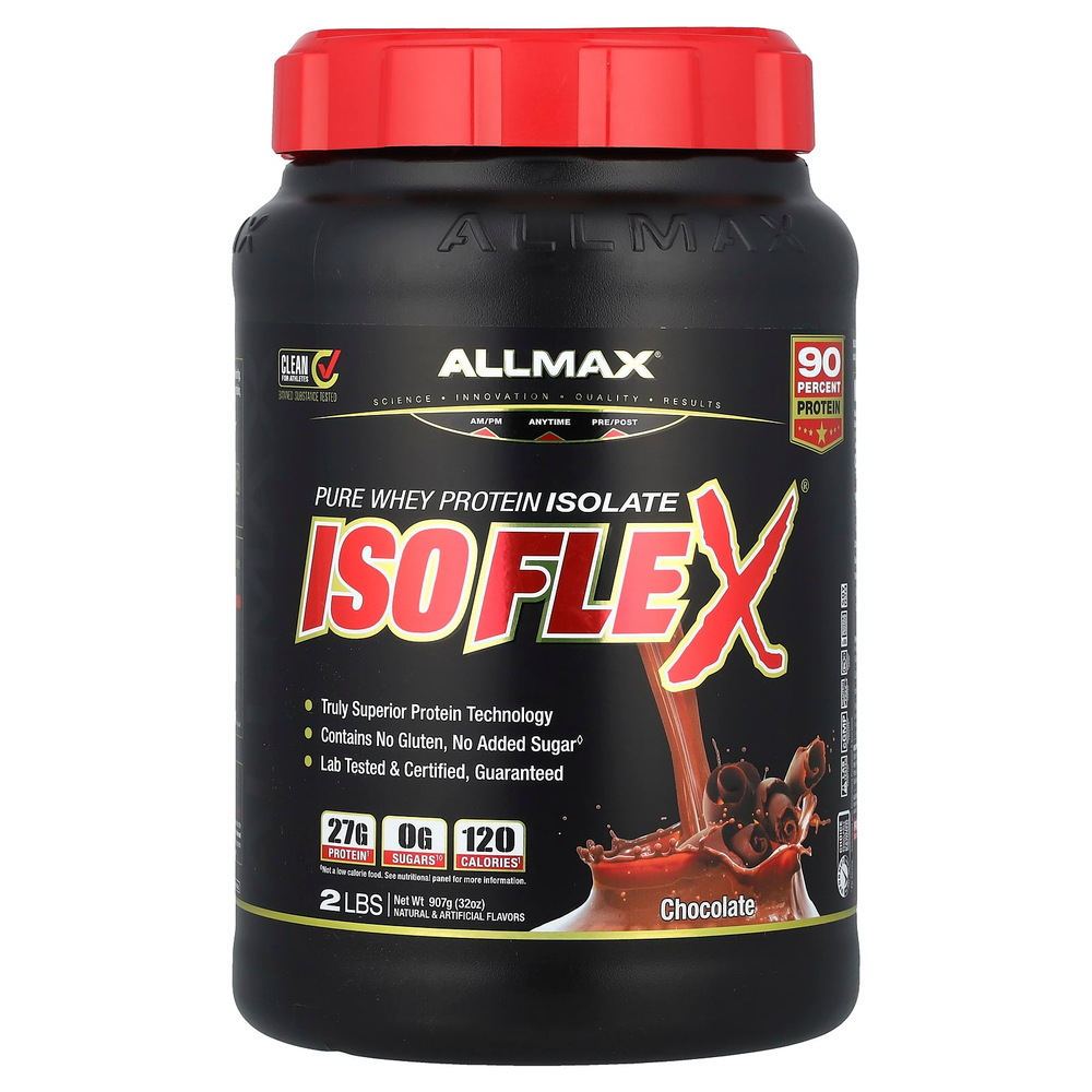 ALLMAX, ISOFLEX®, чистый изолят сывороточного протеина, шоколад, 2 фунта (907 г)