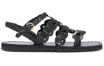 PRADA Prada calfskin woven comfortable breathable Roman sandals women's black