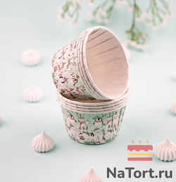 Формы бумажные с ламинацией «Маффин» 50х40 мм (Белые медведи) 100 шт