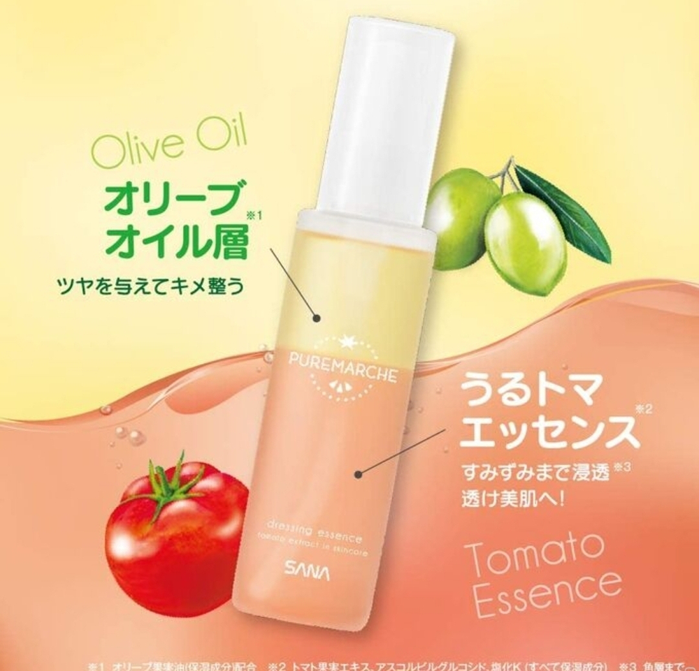 SANA Puremarche Dressing Essence - двухфазная эссенция для свежести и упругости кожи