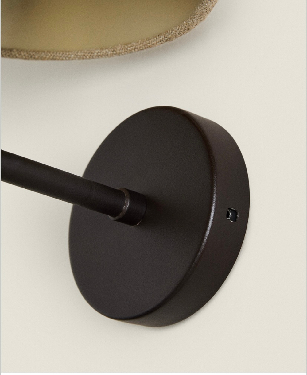 ZARA HOME НАСТЕННЫЙ СВЕТИЛЬНИК С ЛЬНЯНЫМ АБАЖУРОМ, СВЕТЛО-БЕЖЕВЫЙ