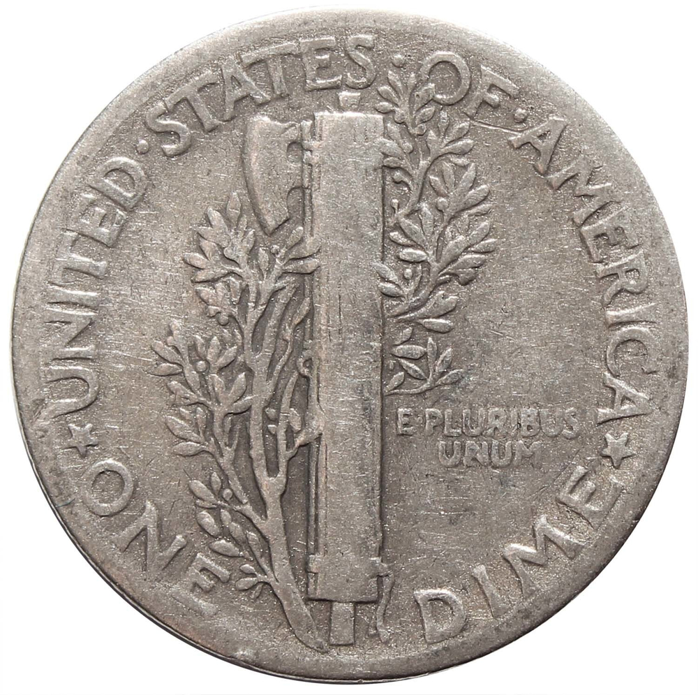 1 дайм (10 центов) 1943. США F-VF (Меркурий) Серебро