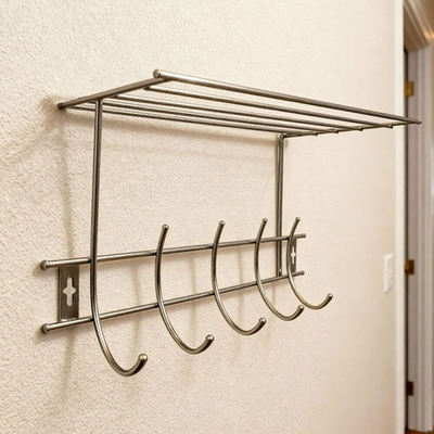 Вешалка настенная 5 крючков с полкой, бронза