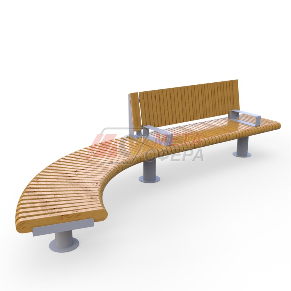 Скамейка Rail Road 01 с подлокотниками и поворотом