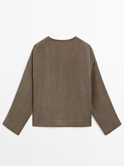 Massimo Dutti Рубашка из струящейся ткани с драпировкой, коричневый