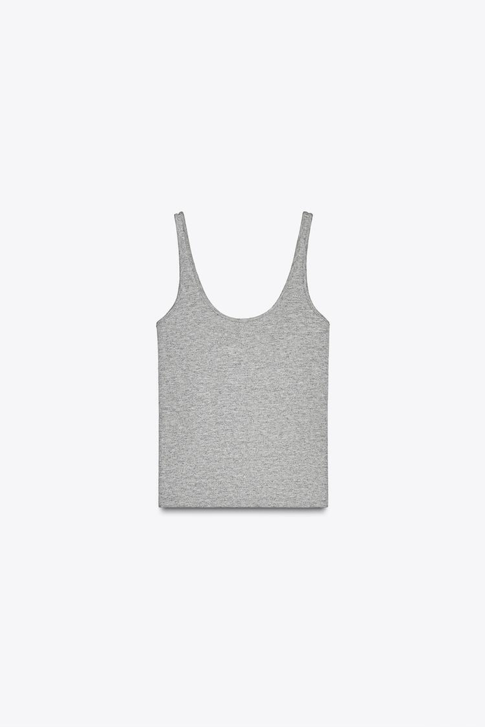 ZARA ТОП В МЕЛКИЙ РУБЧИК, СЕРЫЙ С МЕЛАНЖЕВЫМ ЭФФЕКТОМ