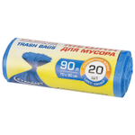 Мешки для мусора LAIMA "ULTRA" 90 л синие рулон 20 шт. прочные ПНД 14 мкм 70х90 см (5 штук в упаковке)