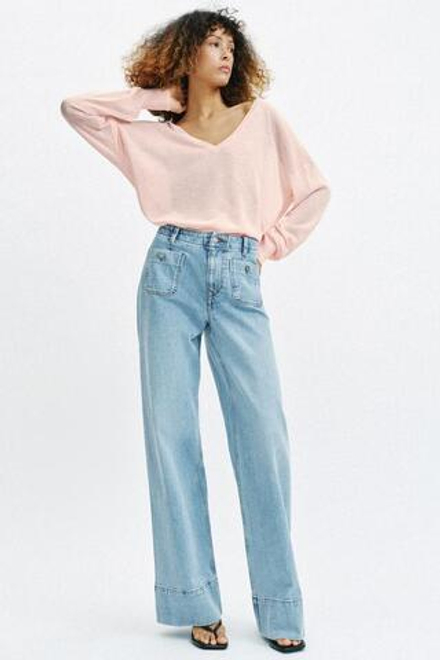 ZARA ДЖИНСЫ Z1975 WIDE LEG С ВЫСОКОЙ ПОСАДКОЙ И КАРМАНАМИ, ГОЛУБОЙ